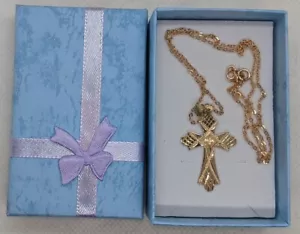 14K Rosé/Roségold Halskette/Kette mit Kreuz Charm/Anhänger, 17 Zoll 2,2 Gramm - Bild 1 von 19