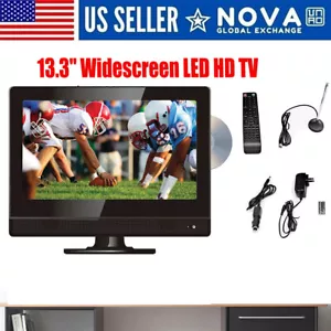 13.3" TV Led Widescreen HDTV Built-in DVD Player with HDMI & USB RCA Car adapter - Picture 1 of 10