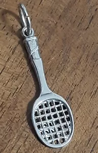 ciondolo per catena girocollo argento 925 racchetta tennis Pendant Sterling $ - Foto 1 di 2