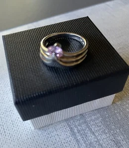 925 Silber Solitär-Ring Diamonique Pink Ice, Größe 18, neu - Bild 1 von 10