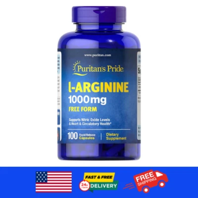 Puritan's Pride L-arginina 1000 mg Cápsulas, 100 unidades, Blanco ENVÍO RÁPIDO A EE. UU. Foto 1 de 4