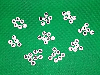 MARKENLOS Perlen Buchstaben A bis Z rund weiß einzeln Buchstabenperlen Alphabet Acryl