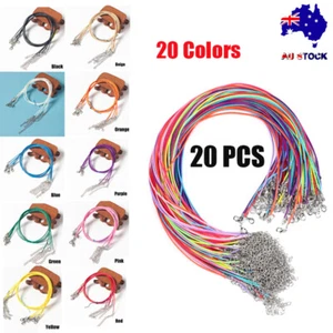 20X Multicolor Necklace Rope Leather Cord Stainless Steel Lobster Clasp Women - Picture 1 of 14