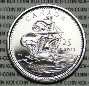 BU UNC Canada 1604-2004 L'Acade St Croix ship 25 cent 25c quarter coin mint roll - Picture 1 of 2
