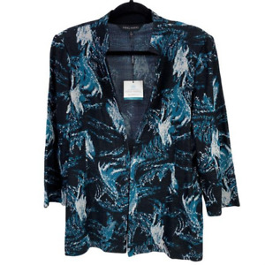 $310 Ming Wang Tailored Fit Open Front Acrylic Blend Floral Knit Jacket[ L]