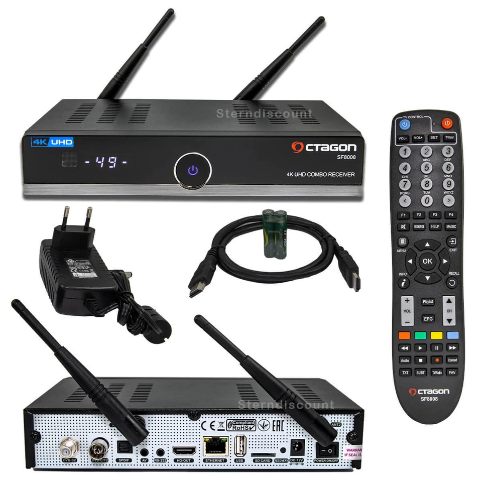 OCTAGON SF8008 4K UHD Receiver Combo DVB-S2X + DVB-C / T2 + WLAN Wifi + E2 Linux - Bild 1 von 4