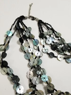 Marks and Spencer 16» с 2» расширение плоский черный переливающийся бисер n148 * - Изображение 1 из 4