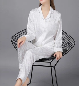 Womens Satin Silk Pajama Set Satin Pants Silk PJ Sleep Lounge Top Bottoms POCKET - Picture 1 of 8