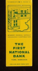 Años 40? The First National Bank York's Strongest Bank Since 1882 York NE MB - Imagen 1 de 2