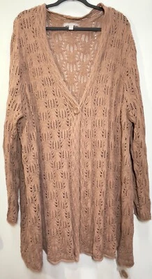 ЖЕНЩИНА внутри кардиган 100% хлопок Sz 3 X 30 32 открытый трикотажа длинным рукавом 1 кнопка - Изображение 1 из 4