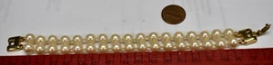 VINTAGE MONET COSTUME BRACELET * 34 CREAMY KNOTTED 8mm FAUX PEARLS• 7.25" - Picture 1 of 3