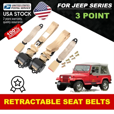 Cinturón de seguridad retráctil de 3 puntos 3,6 M coche vehículo ajustable para Jeep J20 1982-1988 Foto 1 de 4
