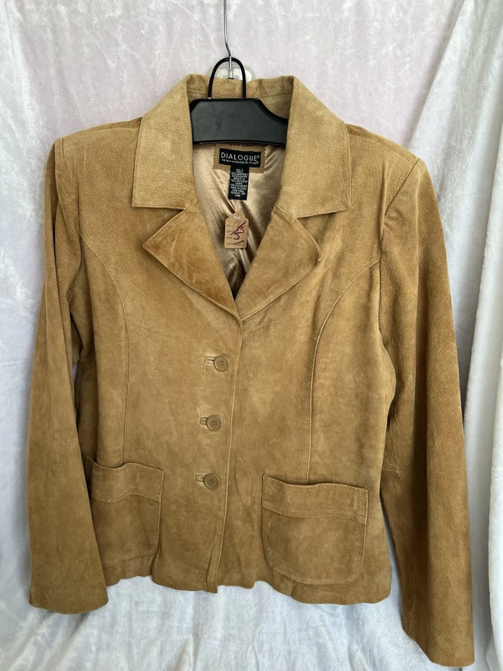 VINTAGE Dialogue Classics Tan SUEDE Jacket Size LARGE NWT - Image 1 of 4
