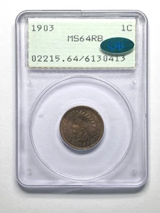 1903 Indian cent PCGS MS64 RB Rattler CAC WHOA - Picture 1 of 5