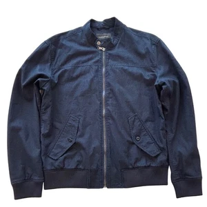 Banana Republic Mens Linen Bomber Jacket Preppy Navy Size M - Picture 1 of 7