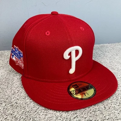 Philadelphia Phillies New Era Men Fitted Hat Red World Series 1980 Patch - Image 1 of 4