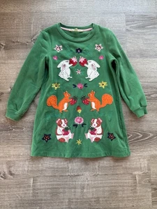 Mini Boden Sweatshirt-Kleid mit Applikation Gr. 6-7 6 7 Eichhörnchen Meerschweinchen Kaninchen - Bild 1 von 3