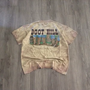 Vintage Boot Hill Saloon Bike Week Shirt Men's L Brown 1995 Cowboy Boots Single - Picture 1 of 9