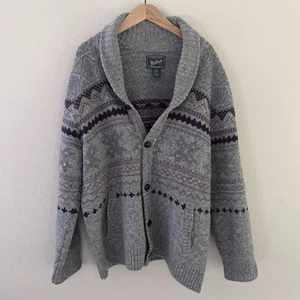 Woolrich Men’s Ultra Line Fair Isle Cardigan Shawl Collar Size XXL Preppy - Picture 1 of 7
