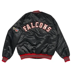 Vintage 90s NFL ATLANTA FALCONS CHALK LINE SATIN JACKET SPELL OUT MADE IN USA SIZE L - Bild 1 von 11