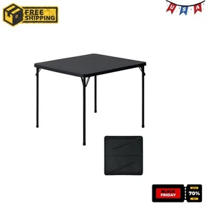 Mainstays 34inch Straight Top Folding Table, Card Table, Black - Picture 1 of 7