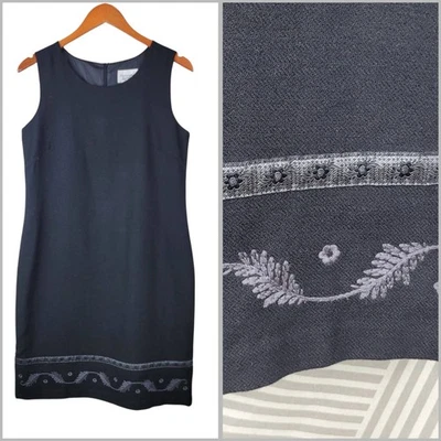 NUEVO Vestido Jersey Christopher Banks 8 Lana Academia Hasta la Rodilla Bordado General Foto 1 de 4