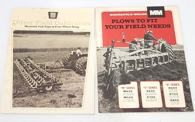 Lot of 2 Vintage Machinery Brochures Oliver Cultivators Minneapolis Moline Plows - Image 1 of 2