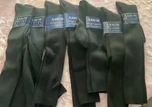 NEW Arrow Men's 7 Pair New Dress Socks Black Navy 7-12 Lot Squire Fall Proof - Picture 1 of 10