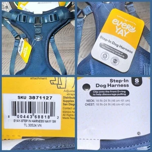 Every Yay Step-In Dog Harness Small Blue Neck 18-24 In Chest 18-24 In D-Rings - Picture 1 of 16