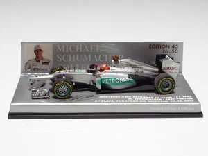 MINICHAMPS 1:43 MERCEDES W03 M. SCHUMACHER ULTIMO PODIO GP EUROPEO 2012 MSC#50 - Foto 1 di 4