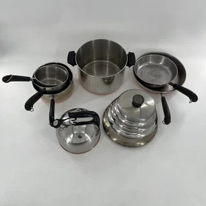 Menge 12 Vintage Revere Ware Kupfer 1801 Holländische Pfanne Topf Deckel Wasserkocher Doppel - Bild 1 von 21