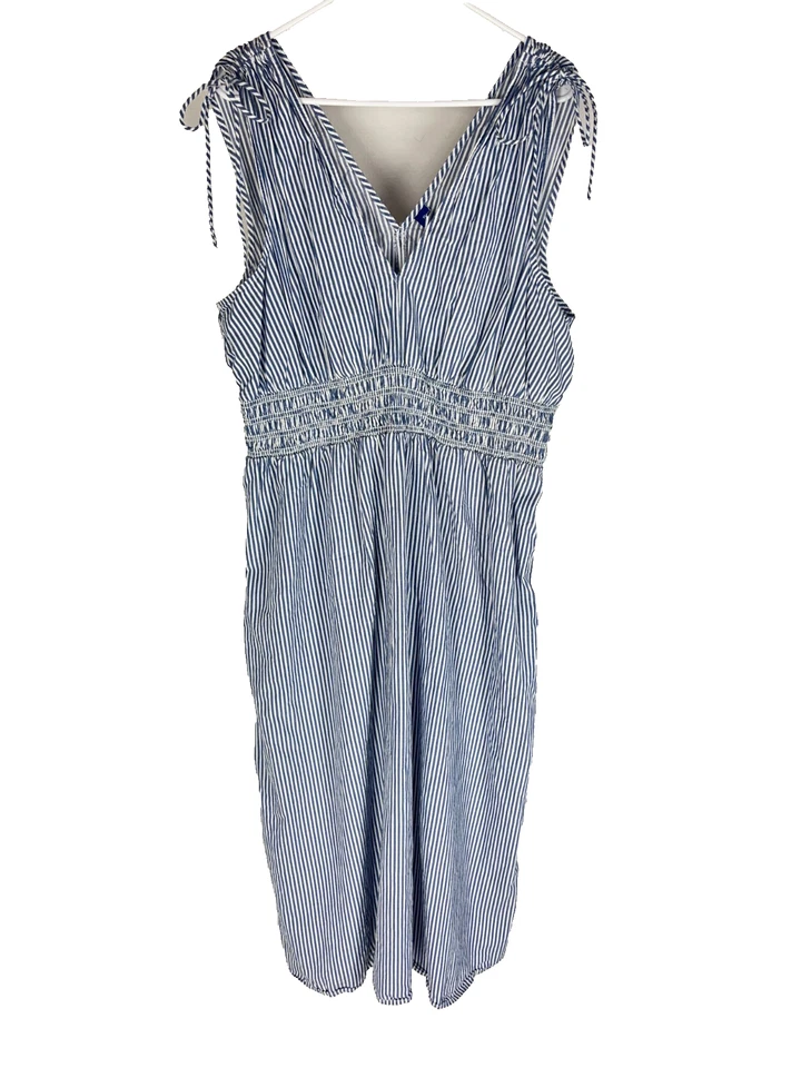 Maxi Vestido OLD NAVY XL Azul Blanco Acanalado Costero Boho Cottagecore Verano Primavera Foto 1 de 4
