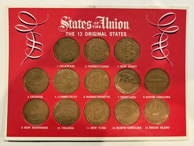 1969 Shell Oil States of the Union 13 Original States Solid Bronze Coin Set - Image 1 of 4