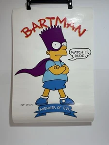 THE SIMPSONS - BARTMAN VINTAGE POSTER WATCH IT DUDE AVENGER OF EVIL - 1990 MINT - Picture 1 of 7