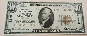 YY282-60 $10 National Currency The Chase Bank NYC Series Of 1929 A317002 2370 VF - Picture 1 of 3