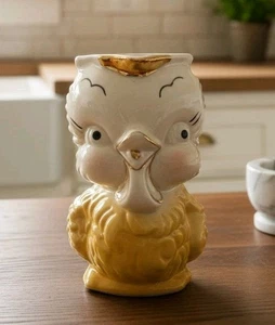 Vintage Shawnee Style Yellow Chick Bird Creamer Gold Luster MCM Kitsch - Picture 1 of 10