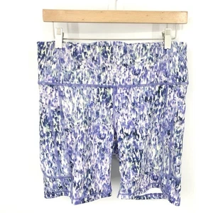 Athleta Damengröße Large Shorts Ultimate Stash 7" Fahrrad blau bedruckt hoher Bund - Bild 1 von 7