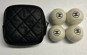 Set di palline da tennis Chanel, 4 palline, include borsa da trasporto, autentico - Foto 1 di 8