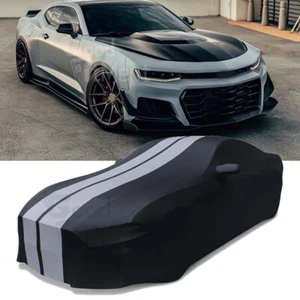 For Chevrolet Camaro SS Full Car Cover Indoor Dust Scratch Protector Black+Gray - Picture 1 of 8