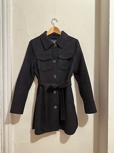 Tahari Women's Brooke Double Face Wool Belted Shirt Jacket Black Size Small S - Picture 1 of 7