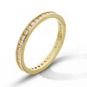 Anello Veretta In Oro Giallo 18 Carati con Zirconi Bianchi da Donna - Picture 1 of 1