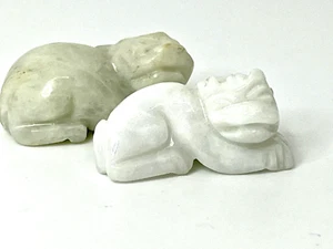 Pair Of Vintage Asian Jade Foo Dogs - Picture 1 of 11