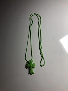 Auténtico Collar Cromo Corazones Goma Silicona Silicona Silicromo Con Cadena Nuevo Verde - Imagen 1 de 3