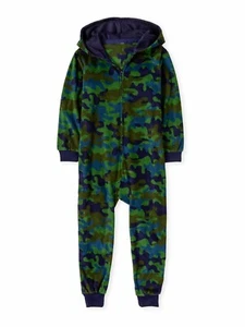 Camo Pajamas Boys One Piece Union Suit Blanket Sleeper Size 7-8 10 12 14 16 NEW - Picture 1 of 3