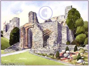 DUDLEY CASTLE WEST MIDLANDS WATERCOLOUR ARTISTS PRINT GREETINGS CARD 8"x 6" - Picture 1 of 1
