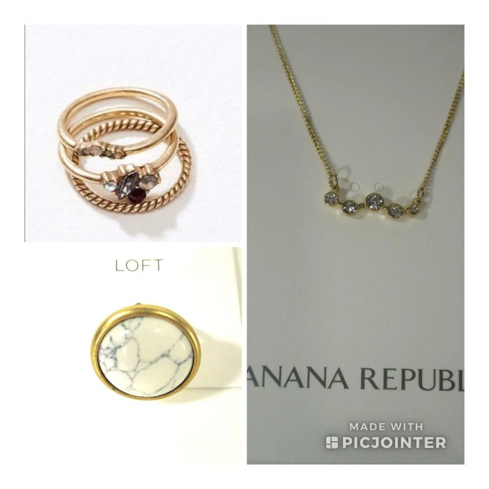 Banana Republic Women's Gold Crystal Branch Hoop Earrings J.crew Bracelet 45