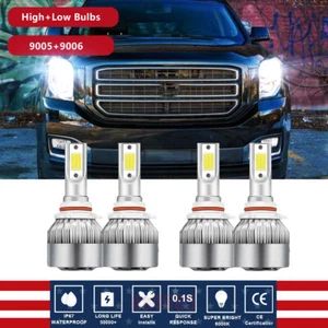 For GMC Yukon 1992-2006 LED Headlight High Low Beam Bulbs Combo Clear 6000K - Picture 1 of 10