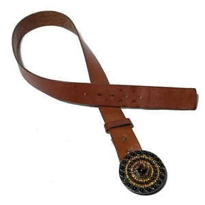 Damen RAR Jimmy Z Braun Ledergürtel Boho Größe M Medaillon Gürtel Made in USA - Bild 1 von 7