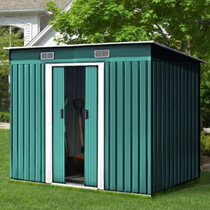 8x4 Outdoor Steel Metal Storage Garden Shed with Floor Frame Foundation Base Kit - Picture 1 of 10