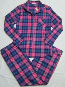 LOT Victoria Secret DREAMER COTTON FLANNEL SLEEP SHIRT PANT PAJAMAS S GIFT SET - Picture 1 of 2